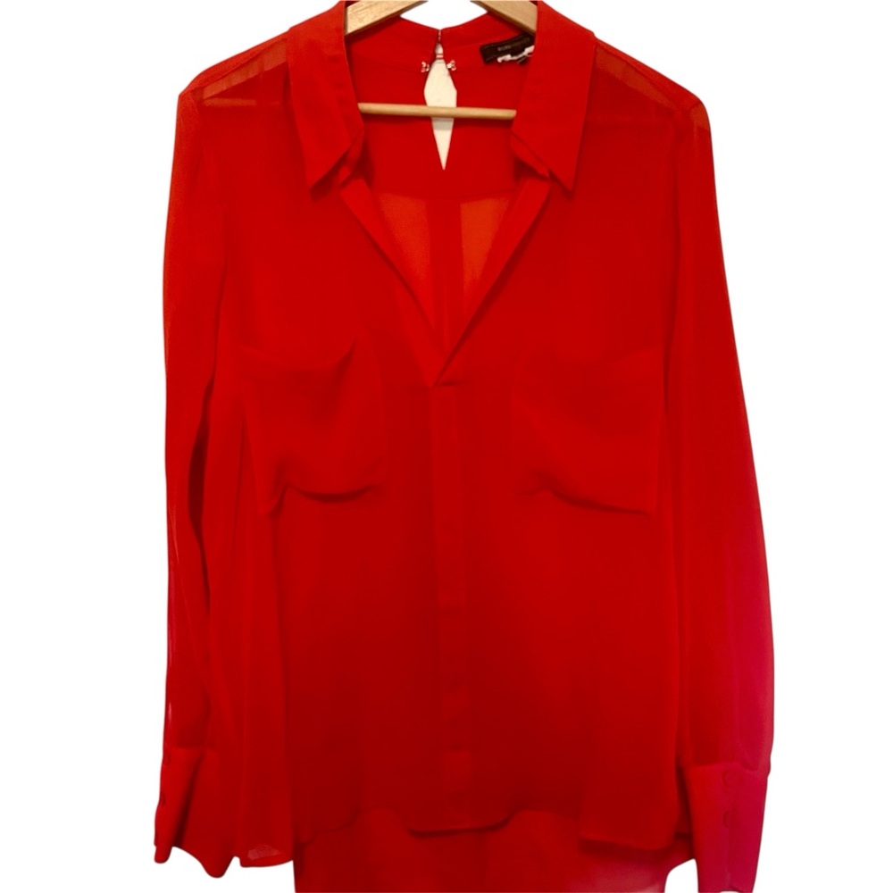 BCBGMaxAzria Vibrant Red Blouse, Holiday